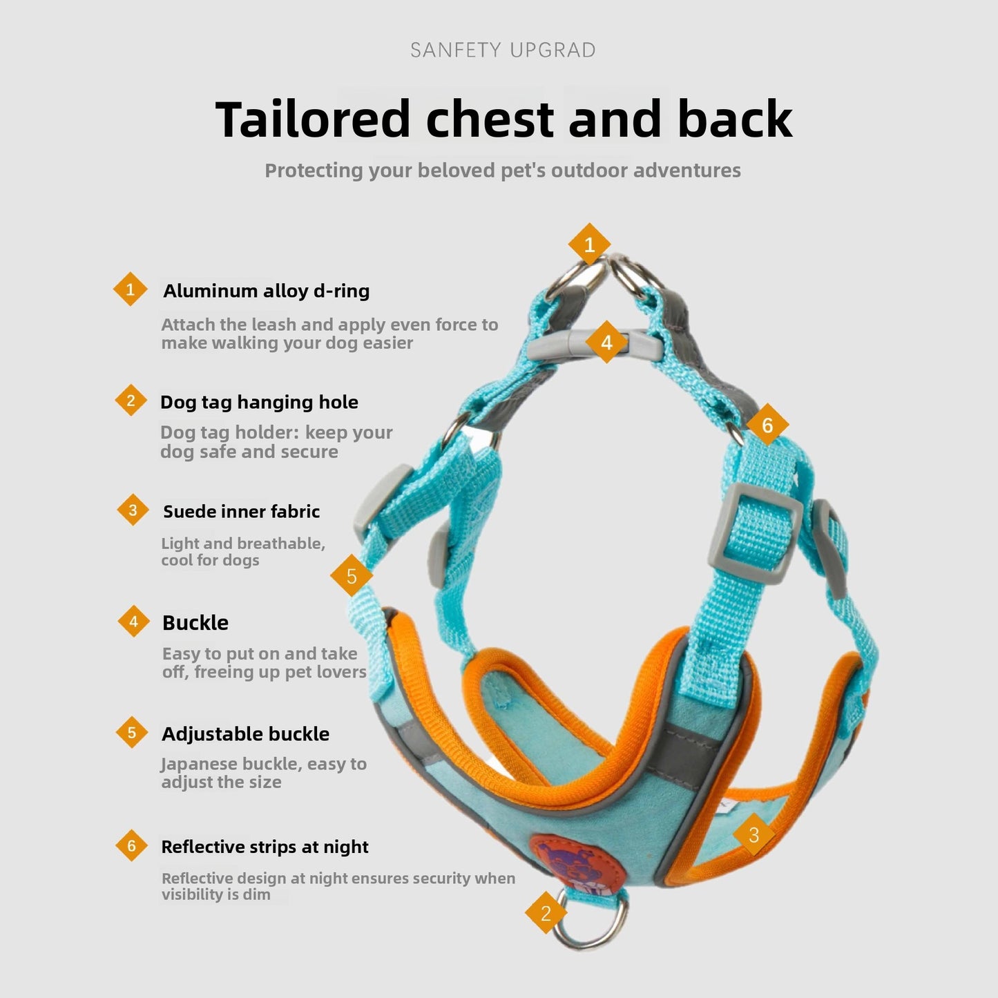 Adjustable Reflective Dog Harness and Leash Set